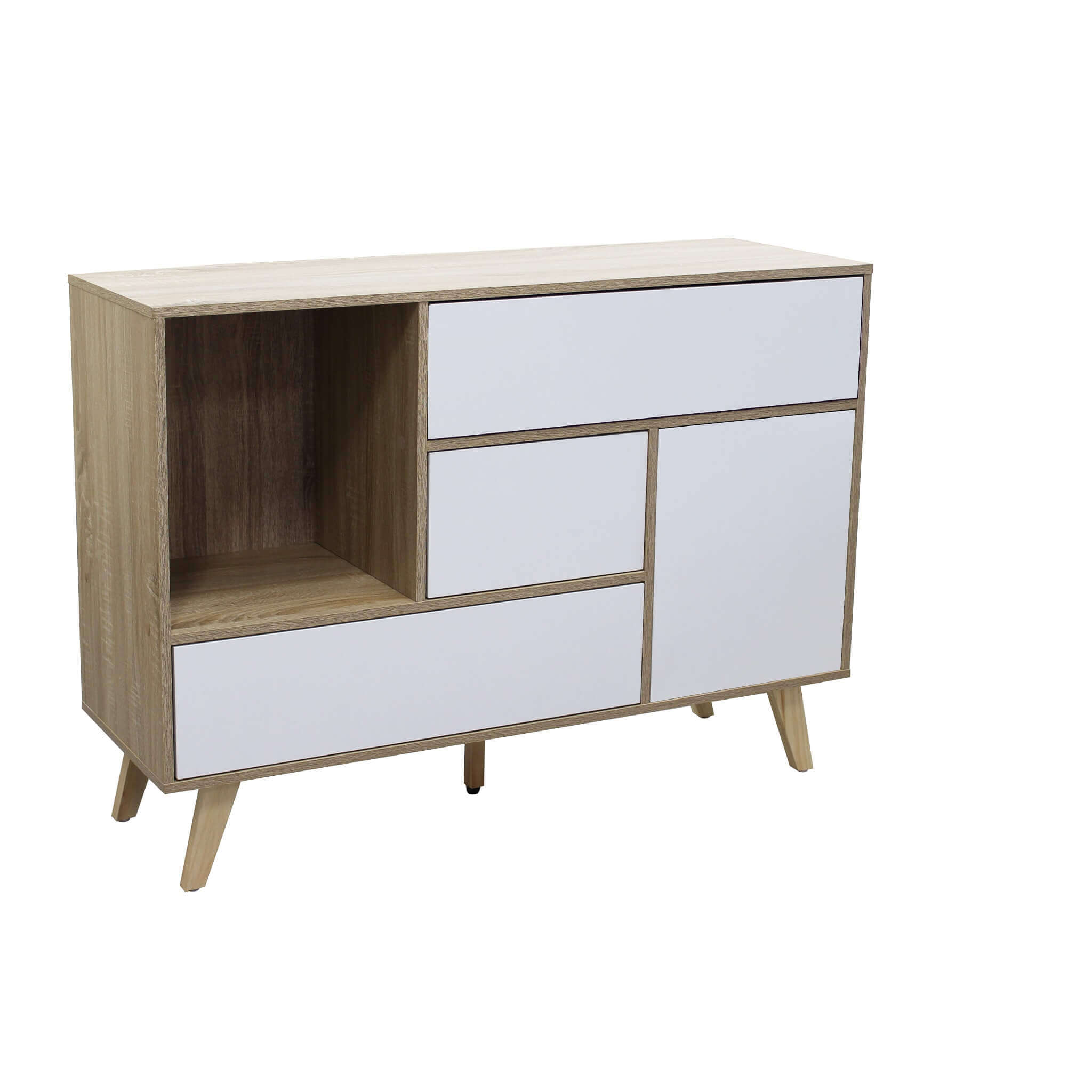 Mobile credenza madia moderna da interno soggiorno in legno nobilitato bilaminato con 3 cassetti ed 1 anta Linea Elegance