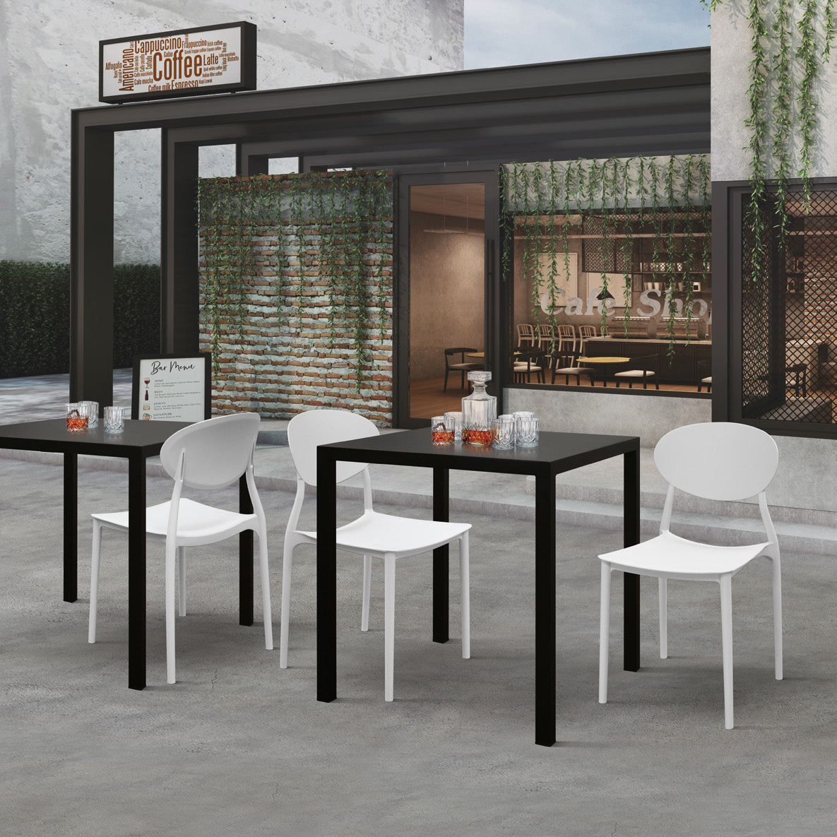 Tavolo quadrato autolivellante da esterno in metallo zincato per bar ristoranti Final