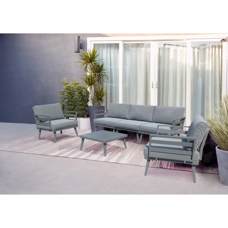 Tavolino basso in alluminio da salotto esterno giardino o terrazza con piano a doghe