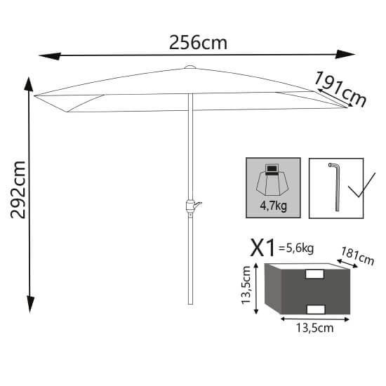 Ombrellone da giardino 2x3 mt con palo centrale Spiro