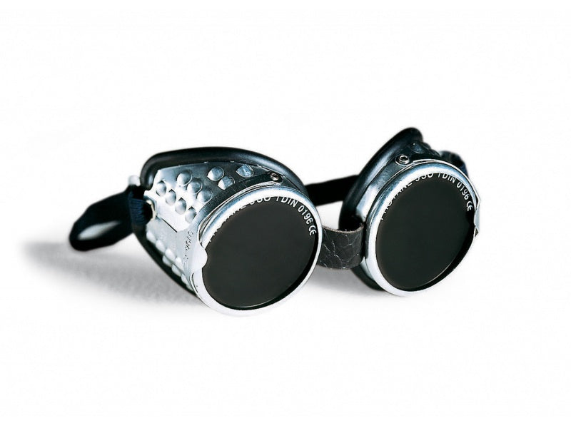 Occhiale di protezione per saldatura Adler-v din 5 con struttura in alluminio e lenti scure Trafimet