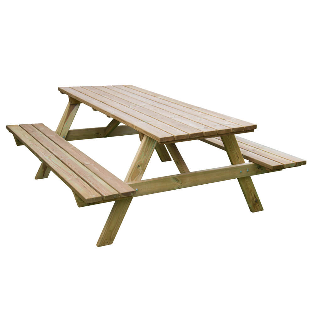 Tavolo in legno con panche 180X160X71 cm da giardino Picnic impregnato F