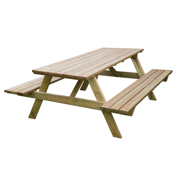 Tavolo in legno con panche 180X160X71 cm da giardino Picnic impregnato F