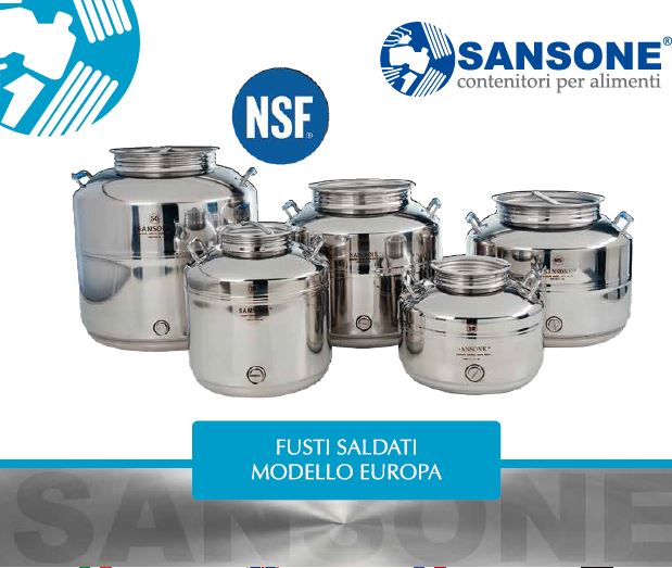 Contenitore fusto bidone acciaio inox per olio 30 litri Sansone Modello Europa