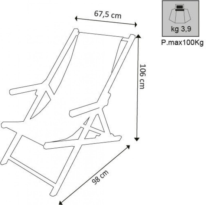 Sedia sdraio da spiaggia in alluminio e textilene con braccioli Ketch