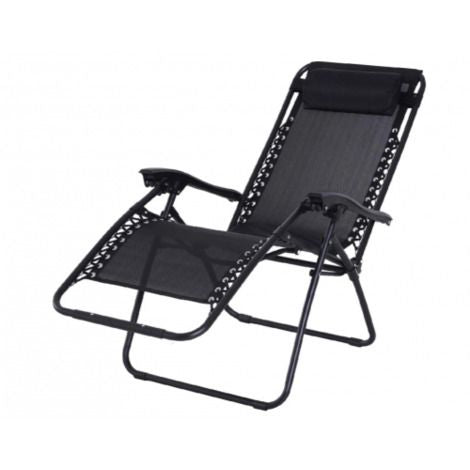 Sdraio pieghevole reclinabile in texilene nero 90x65x110 cm