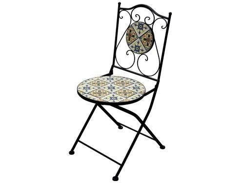 Sedie Decojardin Salento 38xh46x92 cm in acciaio e ceramica decorata da arredo giardino Garden deluxe collection