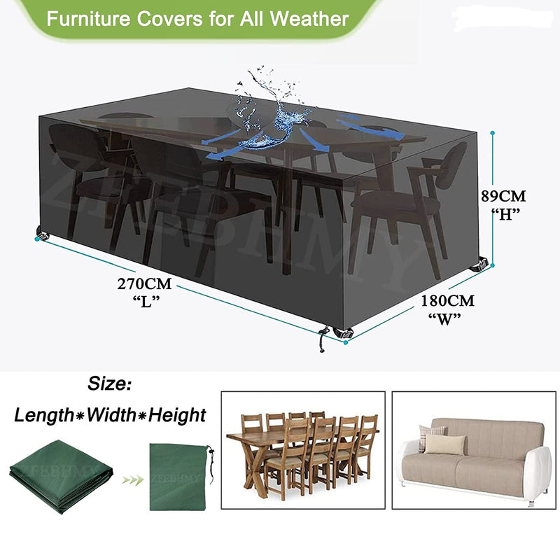 Cover telo di copertura impermeabile per mobili da giardino tavoli salotti grande dimensione 180x270xH89 cm