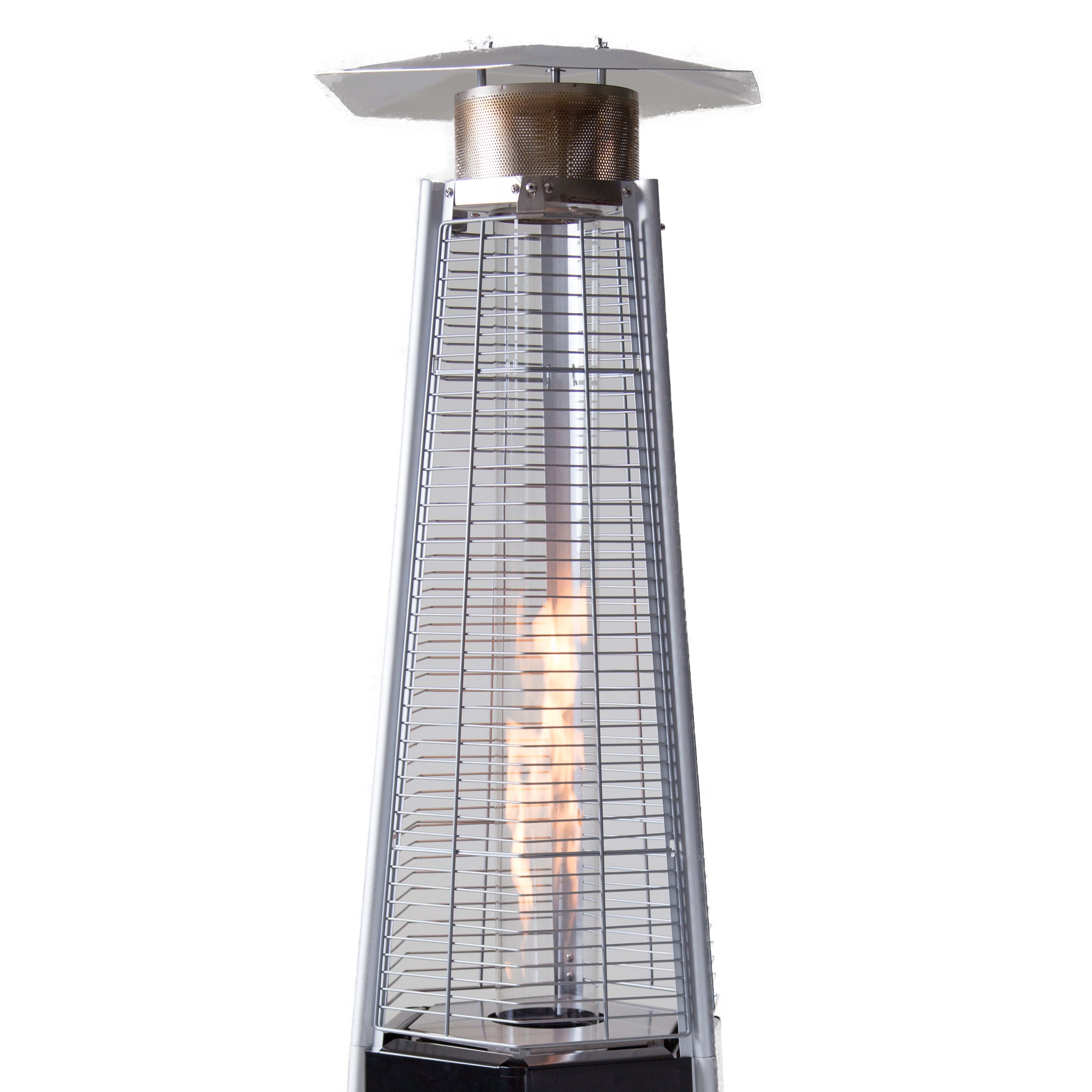 Termopatio stufa piramide esagonale a gas da esterno con ruote Totem Hexagonal Niklas