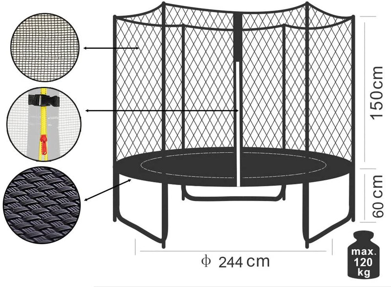 Trampolino Elastico con rete di protezione diametro cm 244