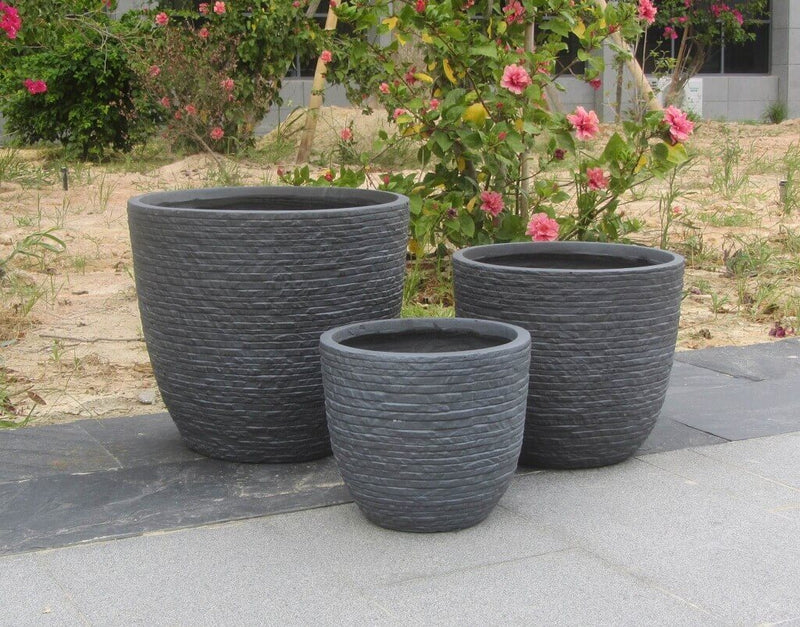 Set 3 vasi da giardino in fibra di argilla Marisa