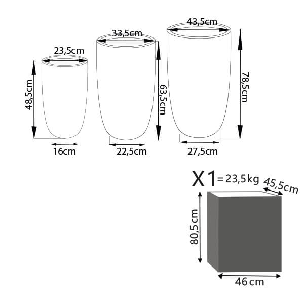 Set Di 3 Vasi Crisantemo