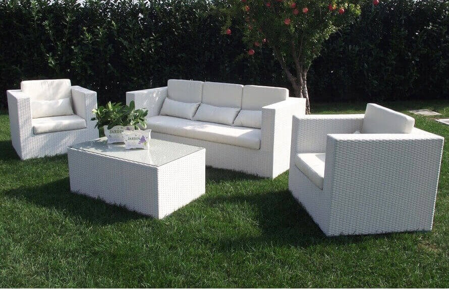 Salotto per esterno in wicker completo con cuscini AGUSTIN