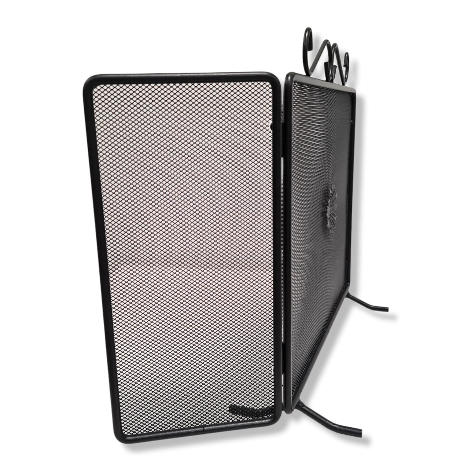 Parascintille schermo per camino caminetto in ferro battuto con ante laterali richiudibili