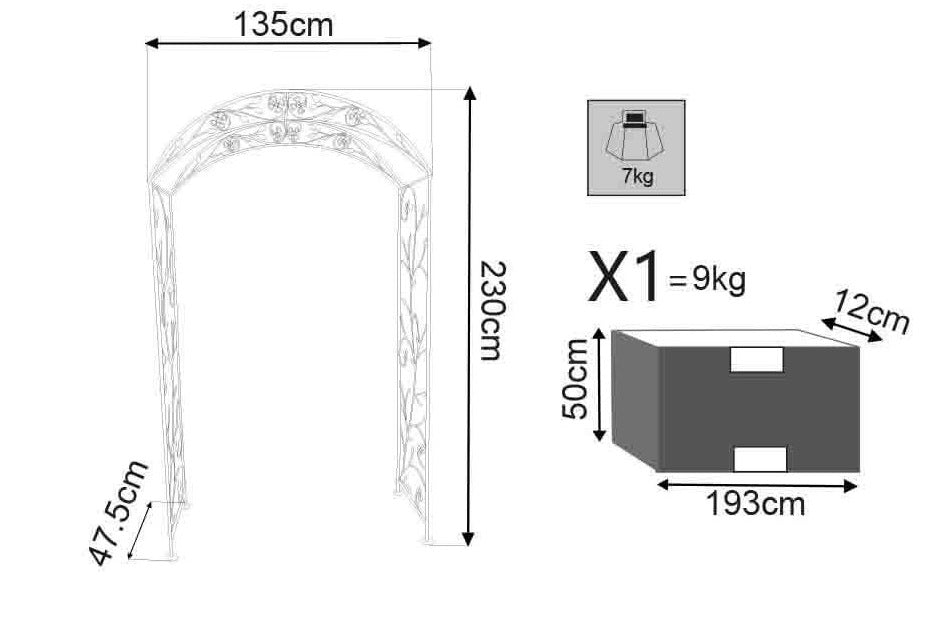 Arco fioriera da esterno giardino H230 cm con struttura in acciaio e decorazione fiori Garden Elite