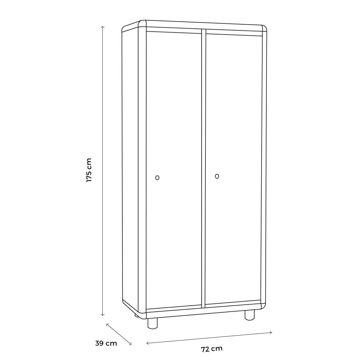 Armadietto Spogliatoio 2 ante sporco pulito Easy L 72 x P 40 x H 175 cm grigio chiaro