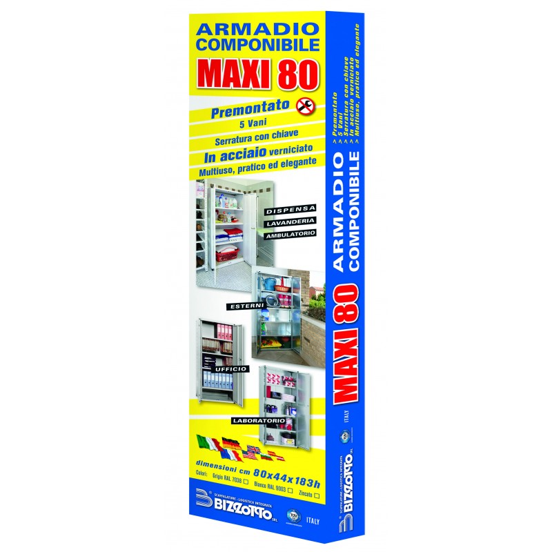 Armadio tuttopiani in metallo per casa ufficio archivio Maxi80G Bizzotto