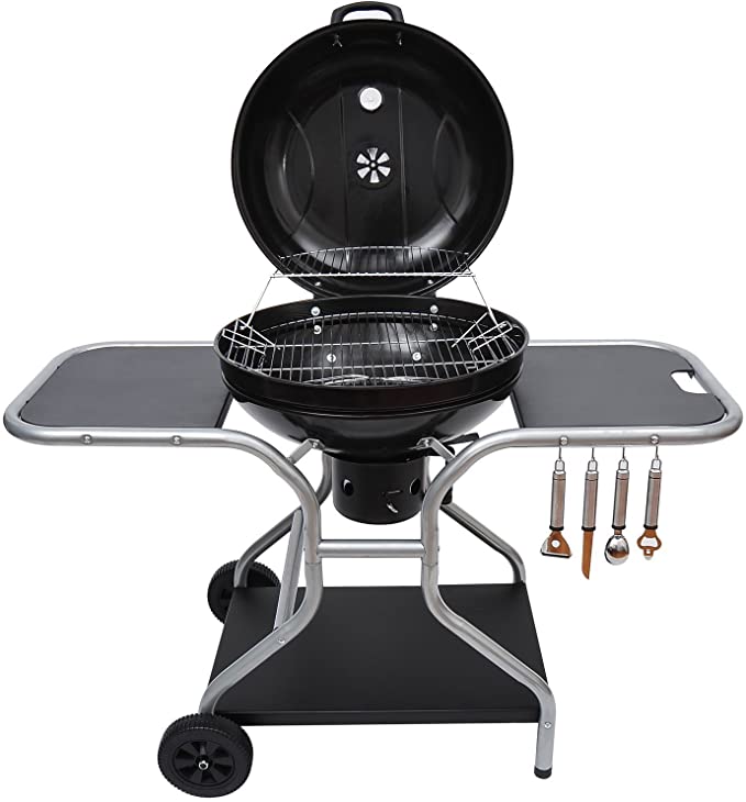 Barbecue a carbonella griglia tonda 55 cm con coperchio e ruote - El Gaucho Globo Comfort