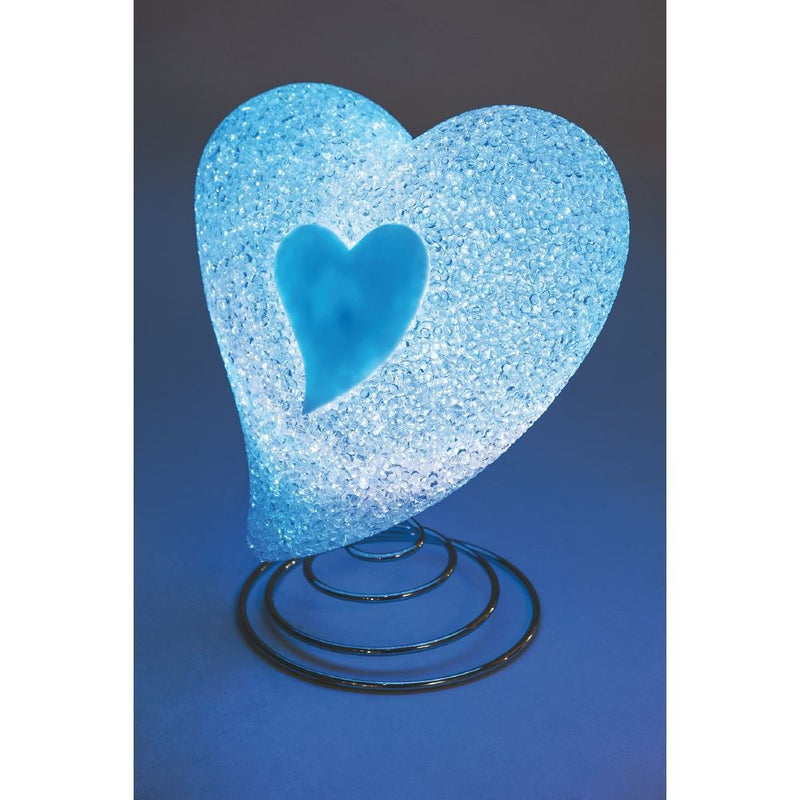 Lampada glitterata decorativa da interno a forma di cuore con base in metallo e luci led colorate Cuore