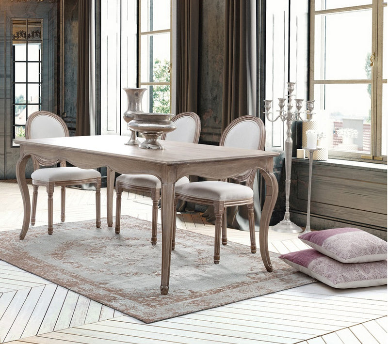 Sedia beige da interno in legno e tessuto Tessy