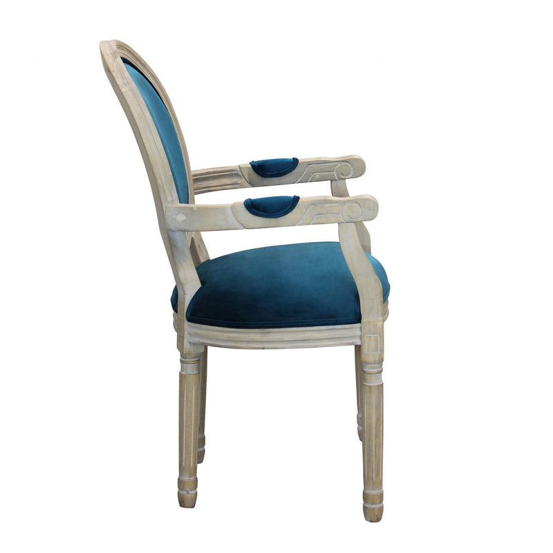 Sedia poltrona da interno in legno ed ecopelle con seduta e schienale imbottiti Provenza