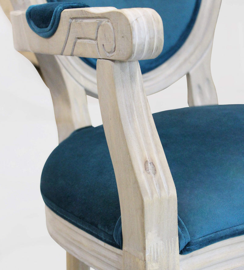 Sedia poltrona da interno in legno ed ecopelle con seduta e schienale imbottiti Provenza
