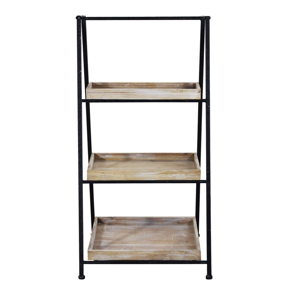 Mobile scaffale da interno in legno e metallo a 3 ripiani Linea Classic Low Box