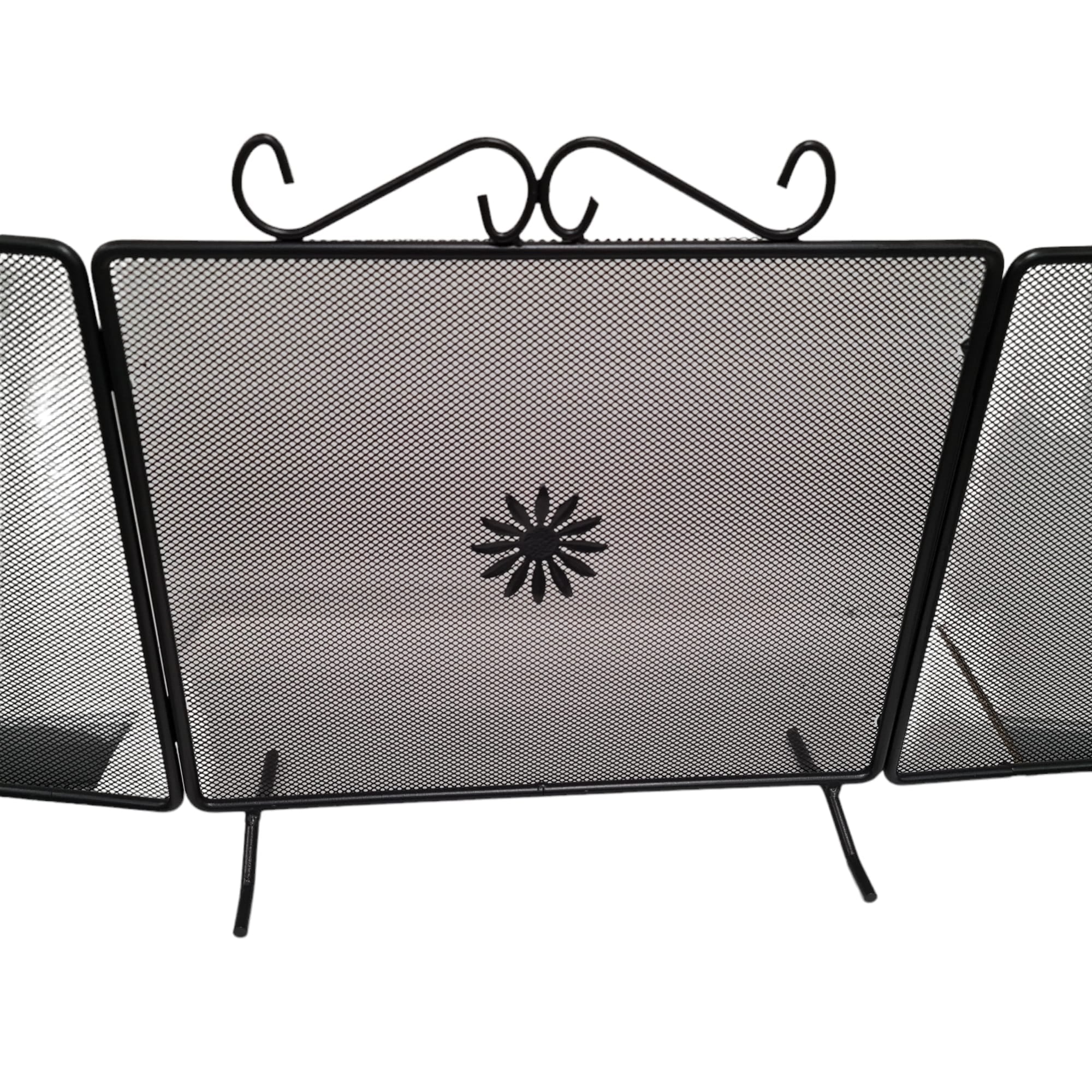 Parascintille schermo per camino caminetto in ferro battuto con ante laterali richiudibili