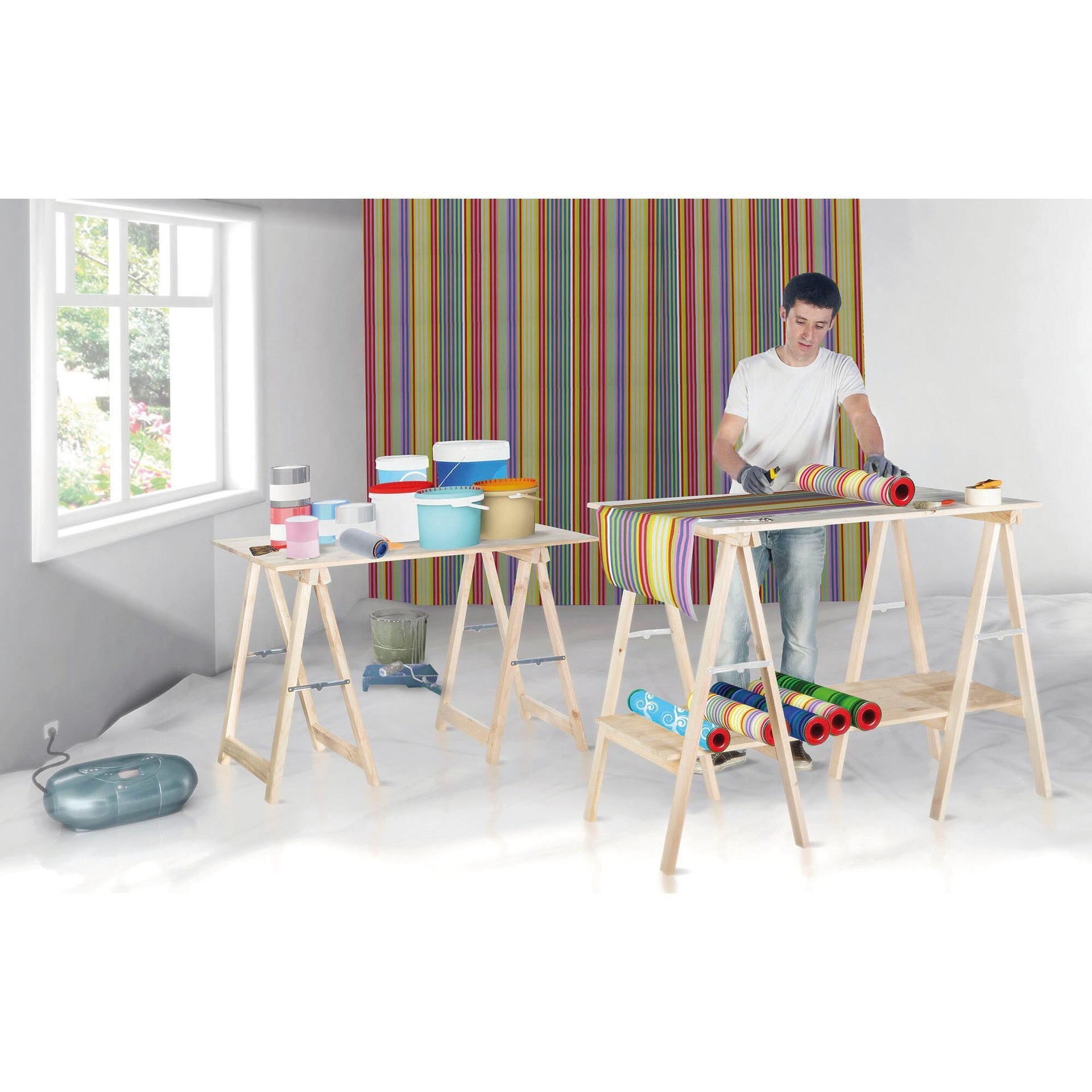 Cavalletto in Legno Standard L75xP75xH75 cm. legno naturale