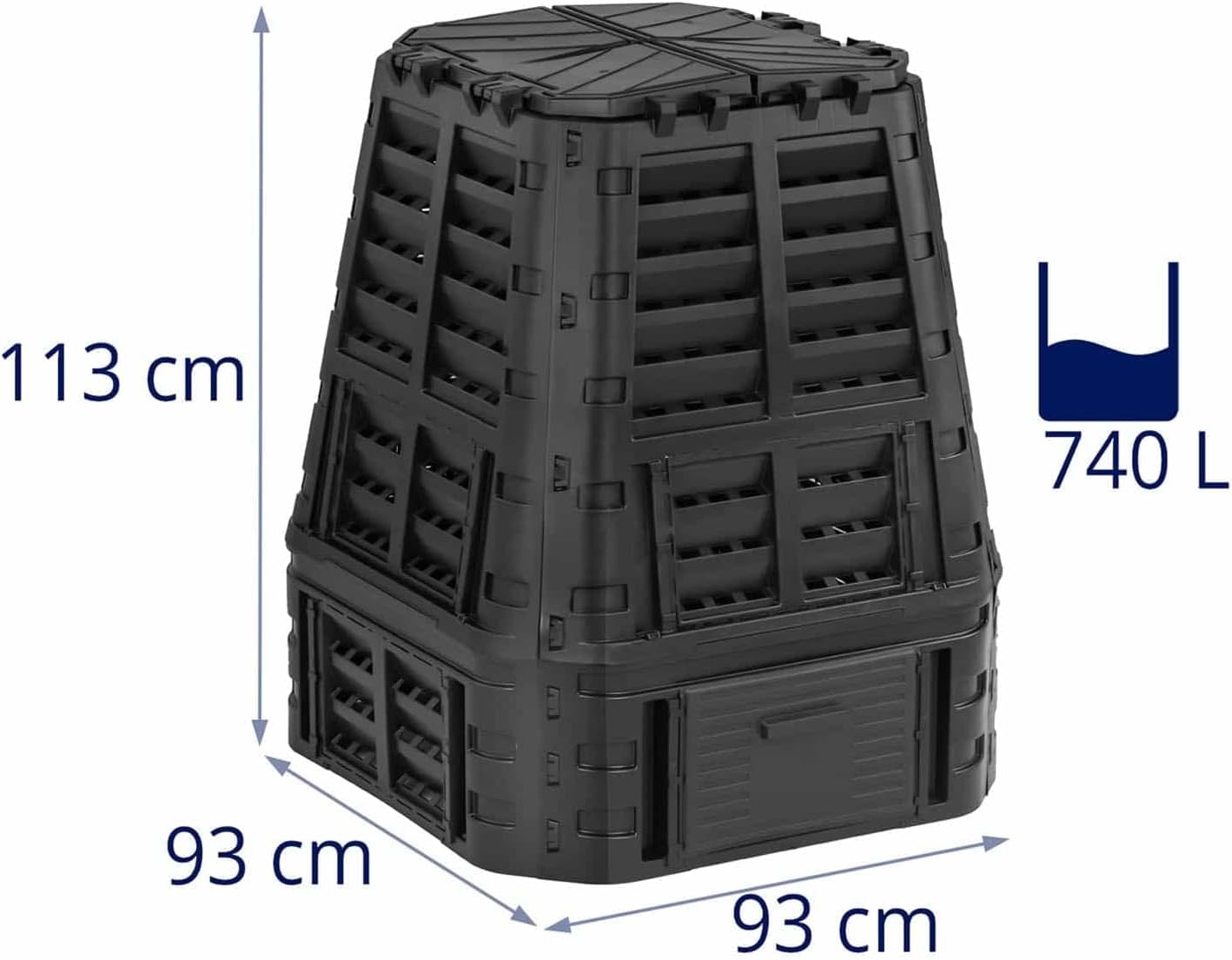 Compostiera da giardino nera 740 Lt  Brixo Kompobox