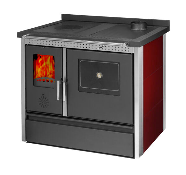 Stufa Cucina riscaldamento a Legna piano cottura in ghisa con Forno Struttura in acciaio Exclusive Inox