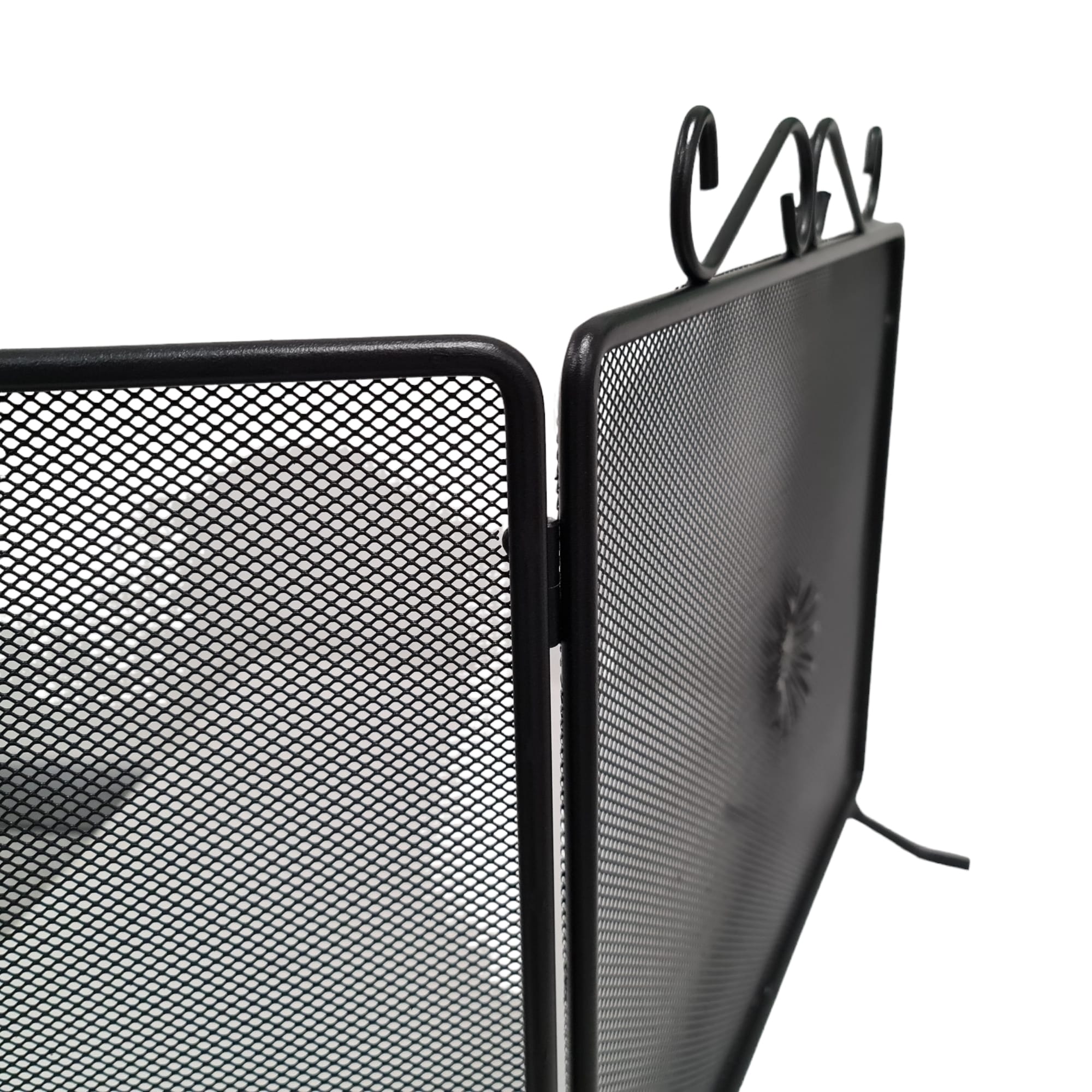 Parascintille schermo per camino caminetto in ferro battuto con ante laterali richiudibili