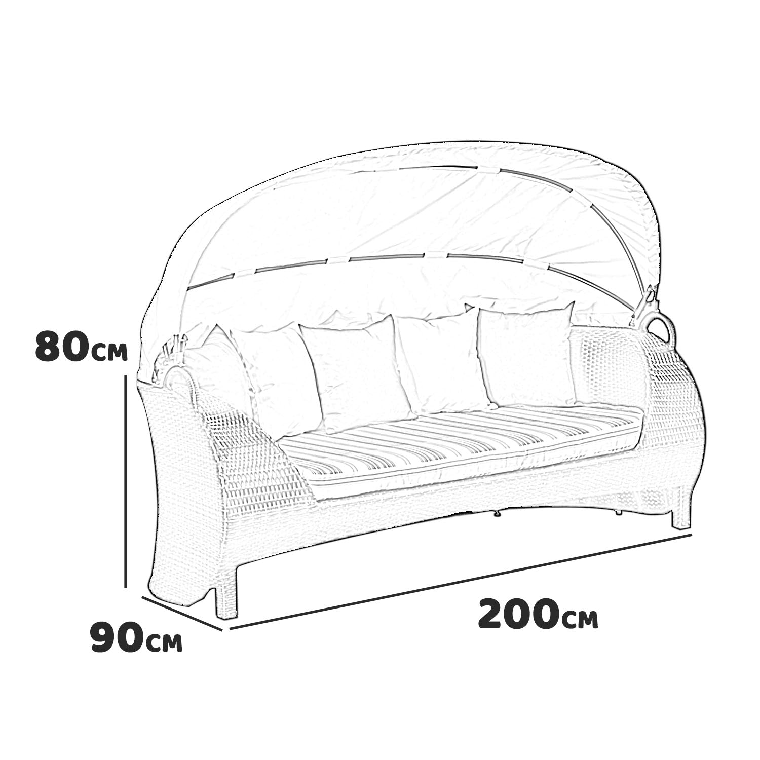 Divano da esterno in rattan con tenda parasole Pascià