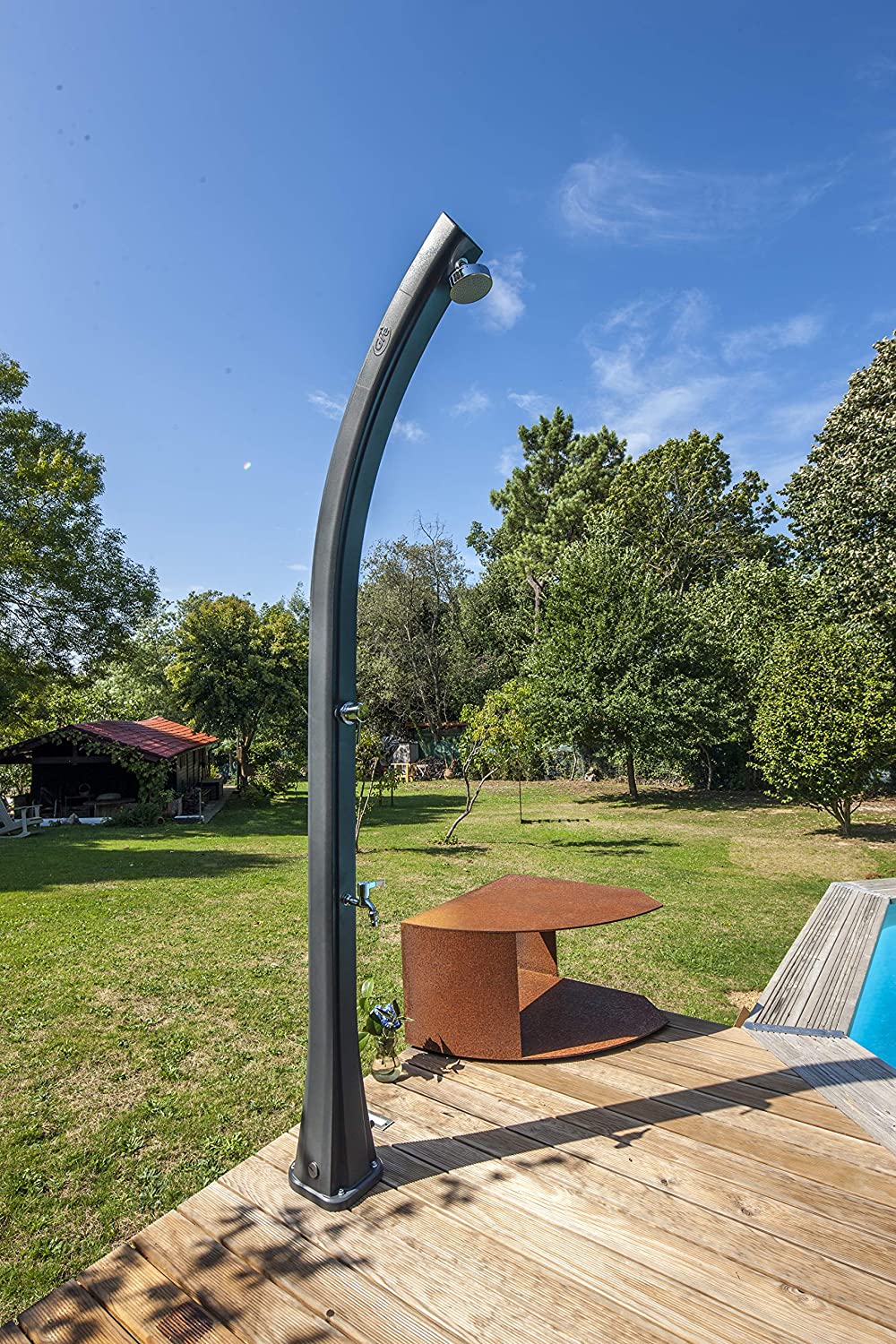 Doccia solare in resina da giardino e piscina con rubinetto lava piedi lt 25 GRE SSR25