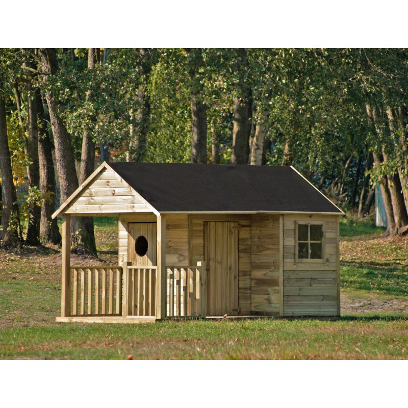 Casetta in legno grande per bambini da esterno giardino con doppia entrata e tetto impermeabile Child's House