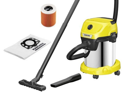 Aspiracenere aspiratutto solidi e liquidi 1000 Watt con fusto in acciaio 19 litri WD3 19/4/20 Karcher