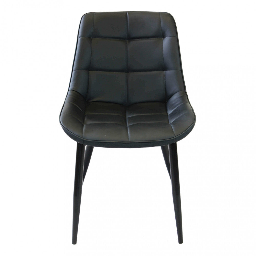 Sedia larga da interno sala da pranzo con struttura in metallo e seduta morbida rivestita in ecopelle No Arm