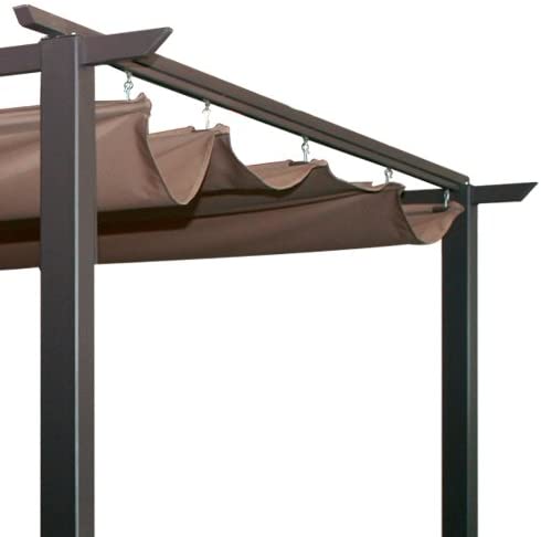 Gazebo veranda acciaio per giardino con telo scorrevole marrone 300x300 cm