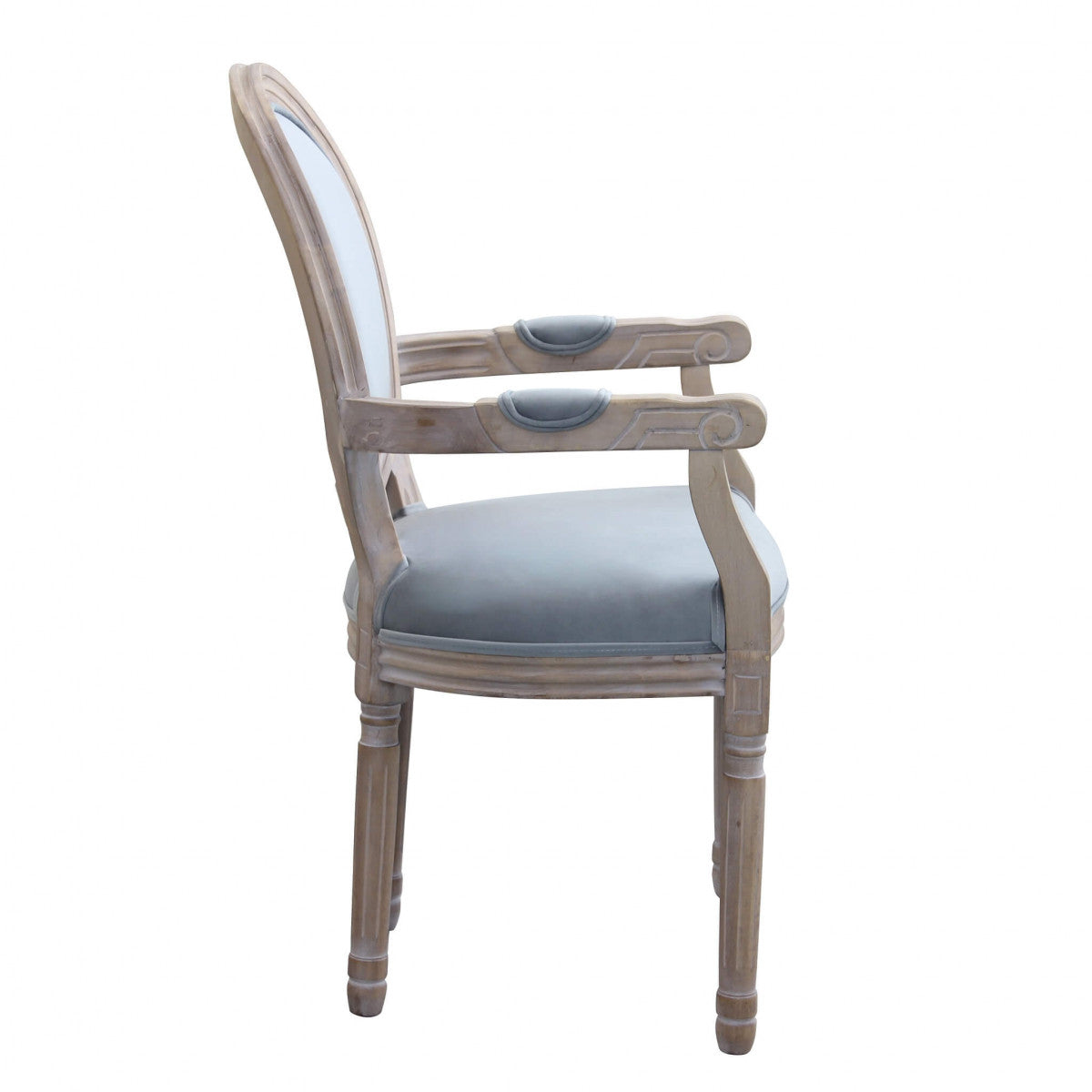 Sedia poltrona da interno in legno ed ecopelle con seduta e schienale imbottiti Provenza