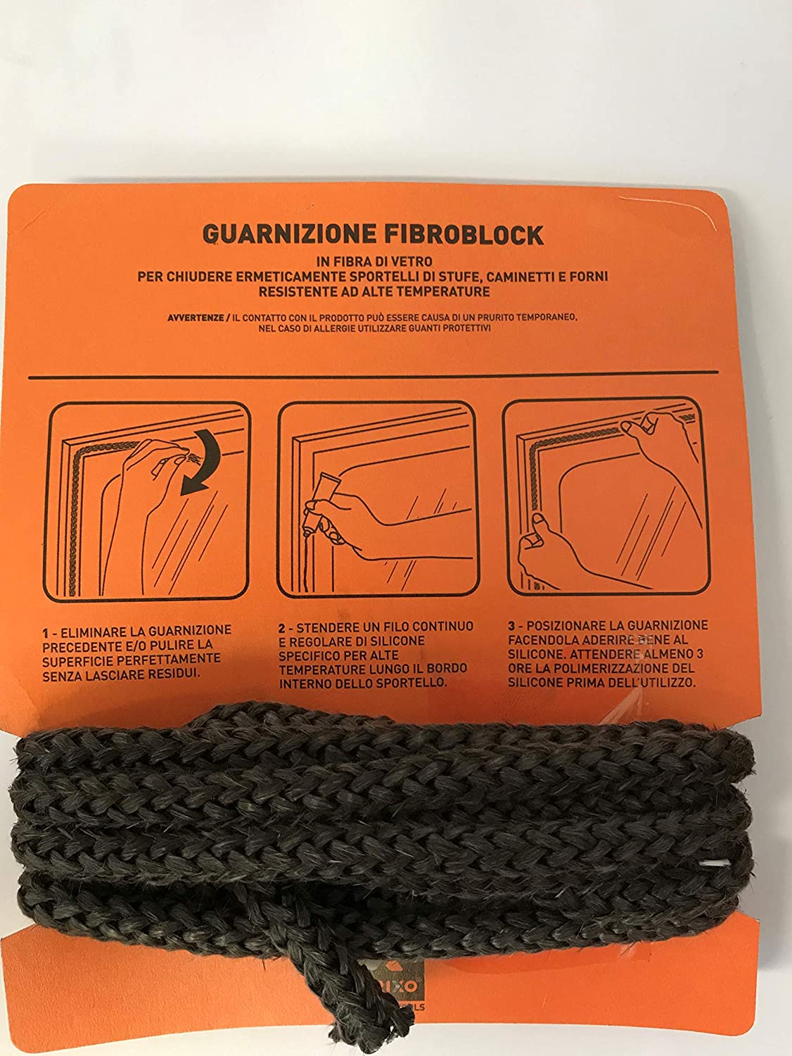 Kit Guarnizioni in fibra di vetro con silicone alta temperatura per stufe e caminetti Kit Fibroblock Brixo