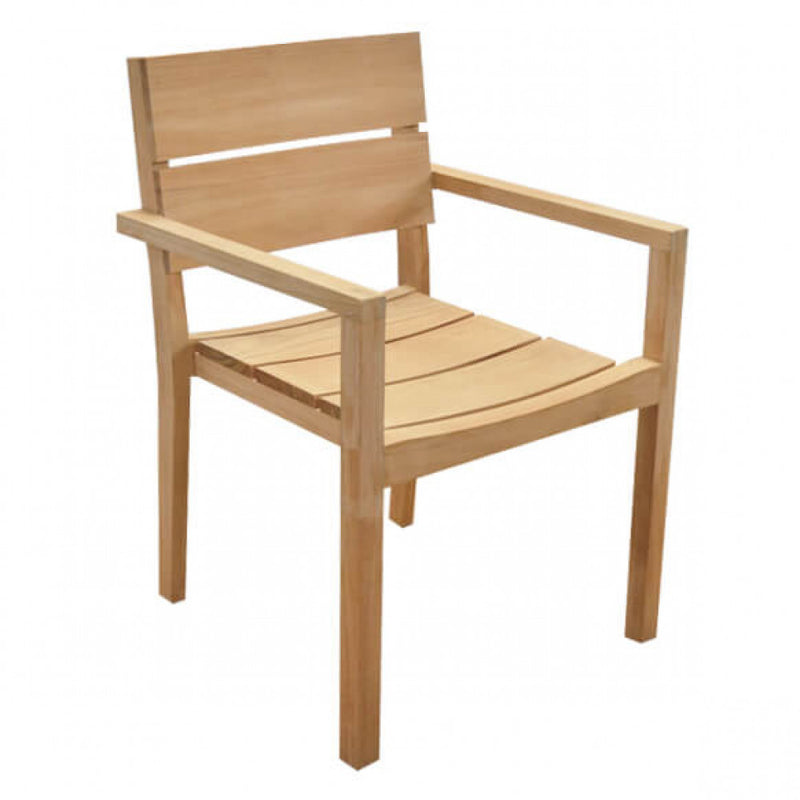 Sedia poltrona impilabile da giardino in legno pregiato di teak con seduta e schienale a doghe T-Chair