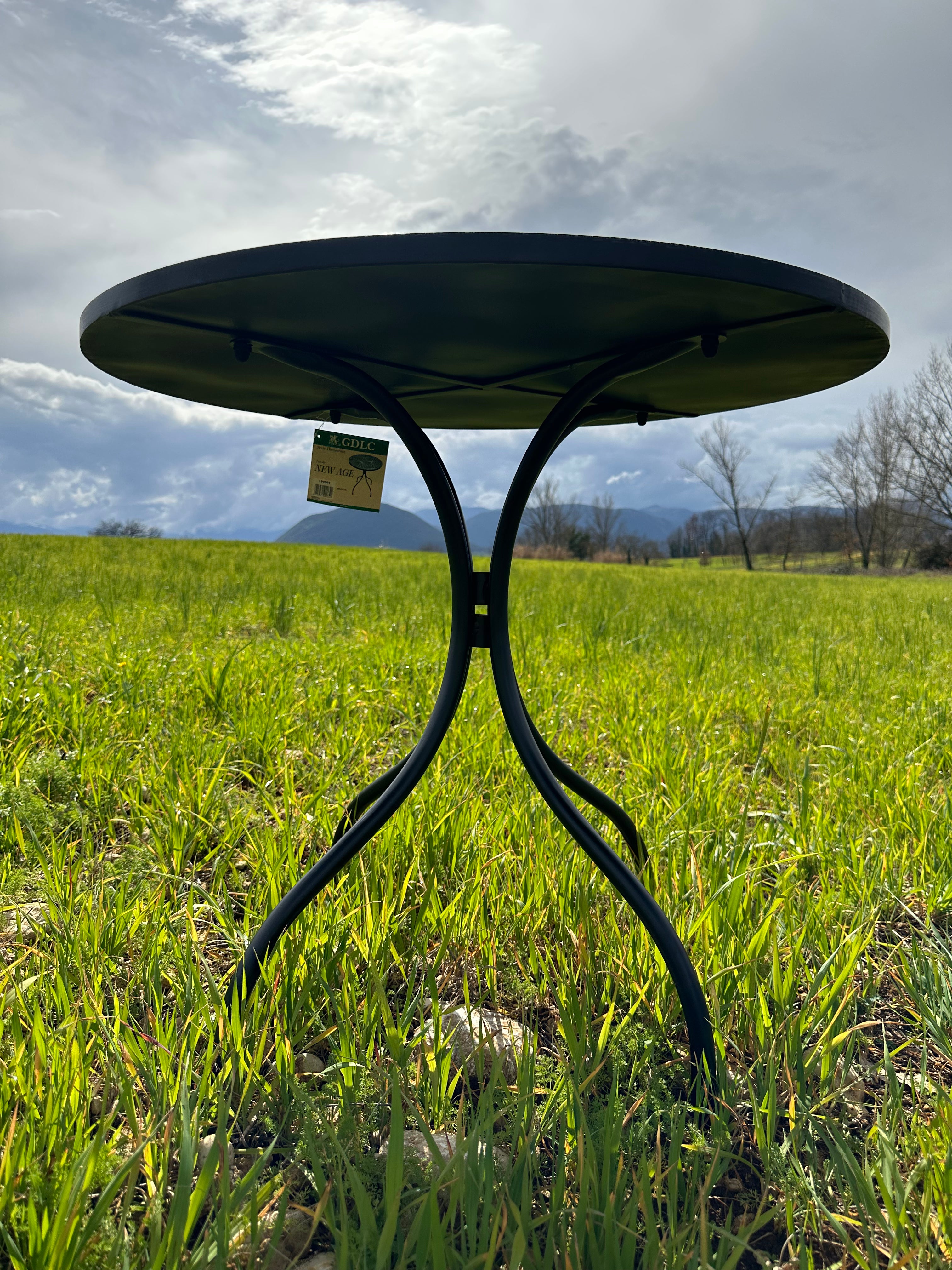 Tavolo da esterno in acciaio e piano in ceramica  Ø80xH75 cm DECOJARDIN NEW AGE