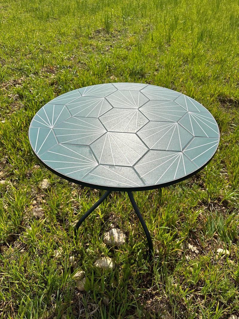 Tavolo da esterno in acciaio e piano in ceramica  Ø80xH75 cm DECOJARDIN NEW AGE