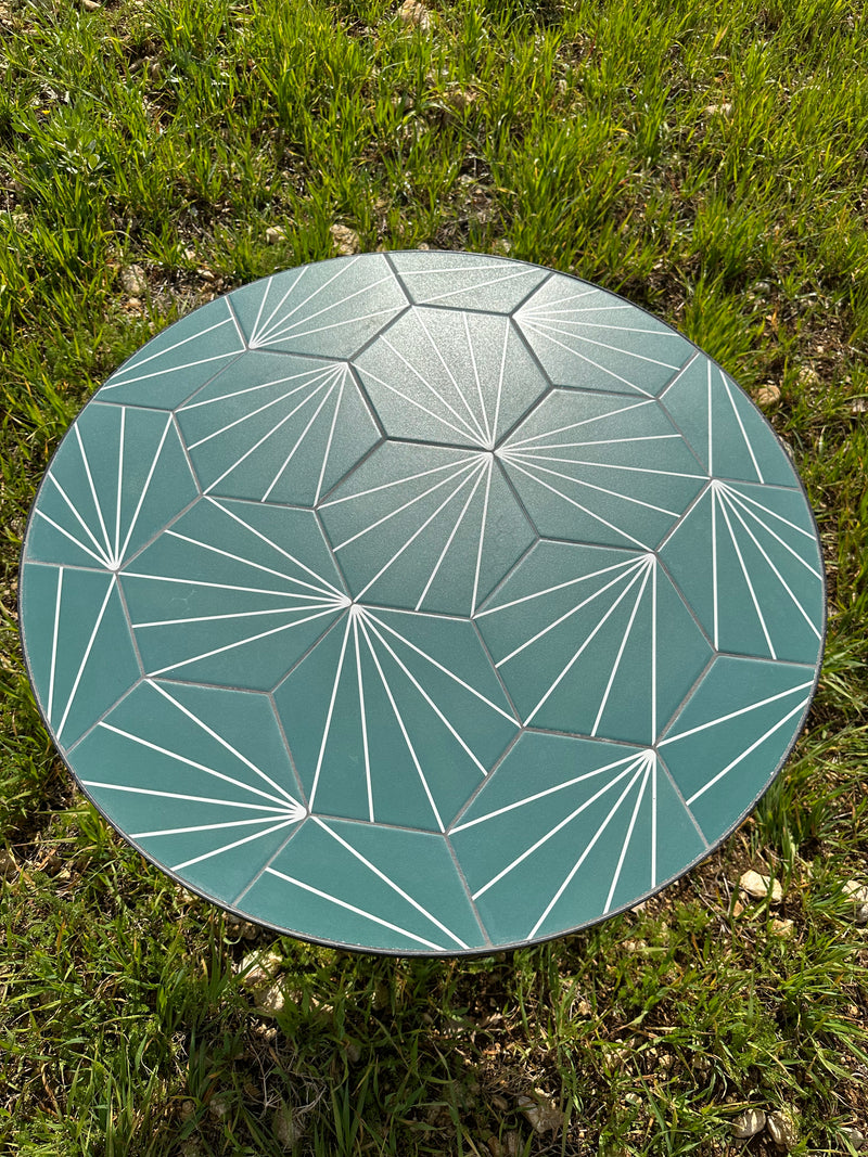 Tavolo da esterno in acciaio e piano in ceramica  Ø80xH75 cm DECOJARDIN NEW AGE