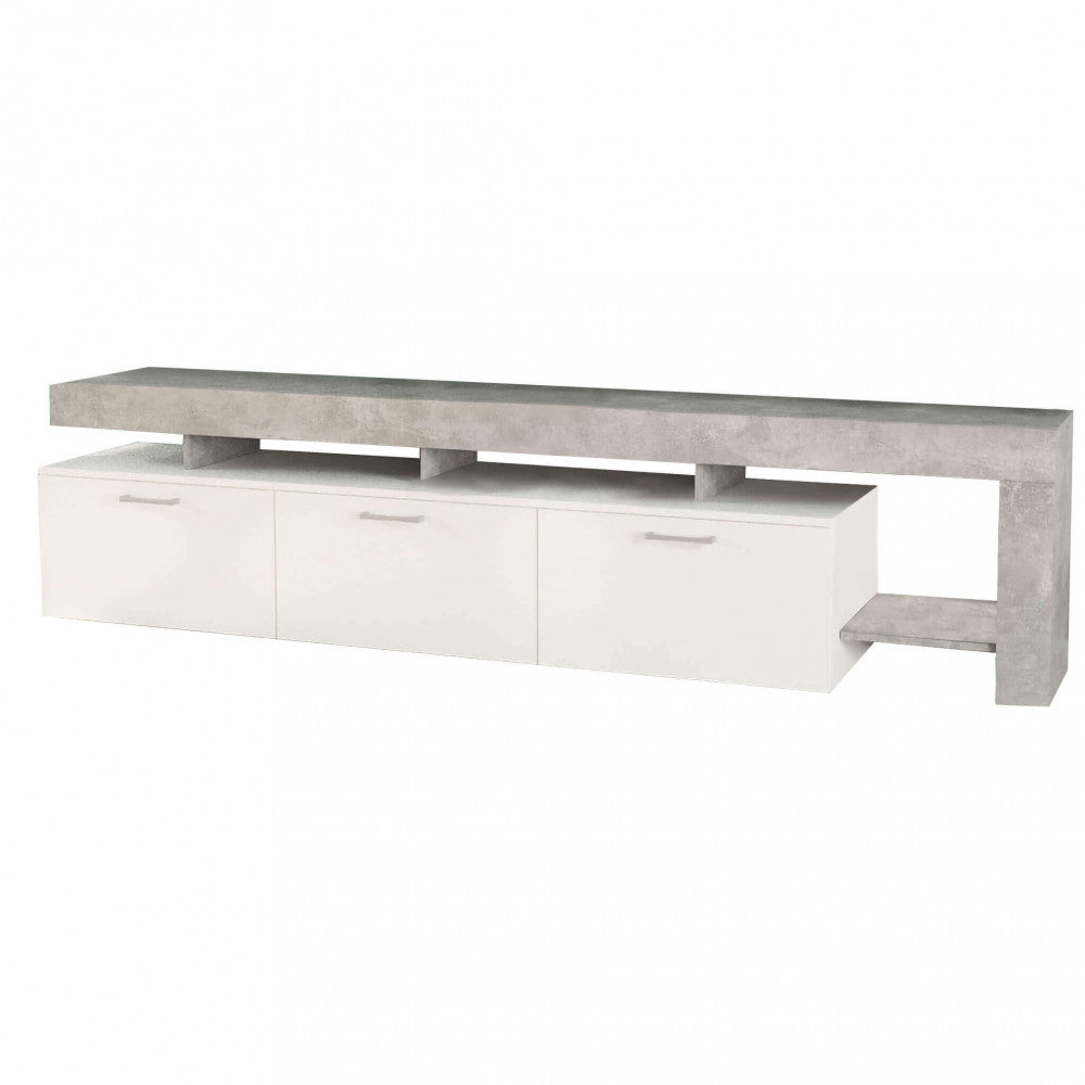 Mobile basso porta tv da interno soggiorno con 3 cassetti e ripiano laterale in legno nobilitato bilaminato Robbert