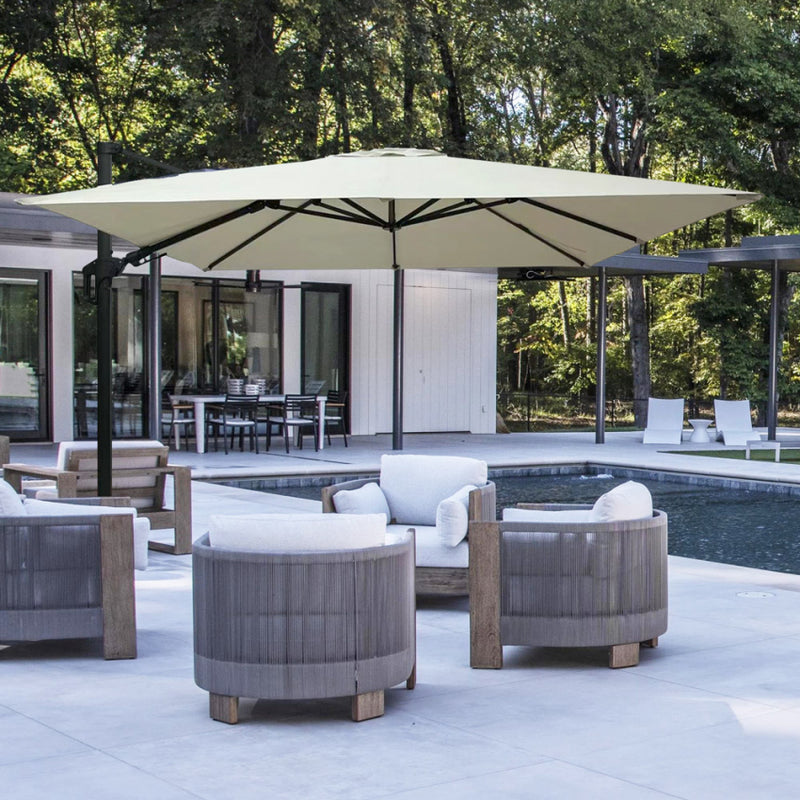 Ombrellone quadrato beige da giardino 3x3 mt con struttura in alluminio e apertura a manovella con inclinazione regolabile Air Premium