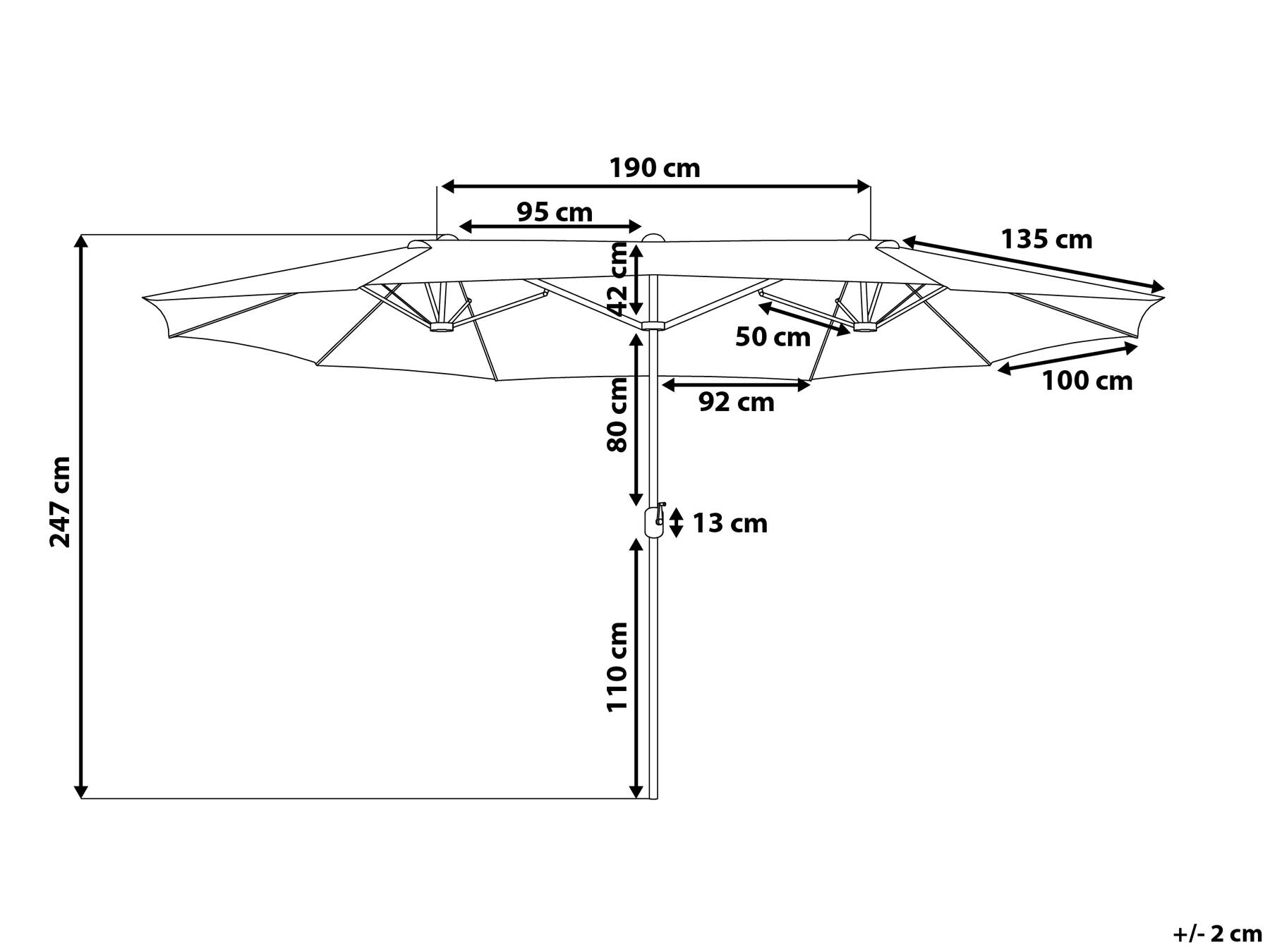 Ombrellone doppio da giardino in alluminio 460x270xH240 cm Alu Twin Grigio