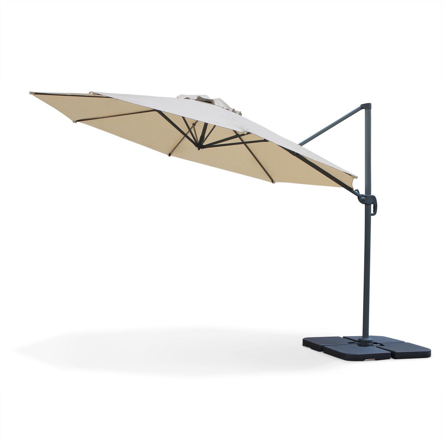 Ombrellone a braccio laterale 350 cm inclinabile struttura in alluminio - Premium Beige