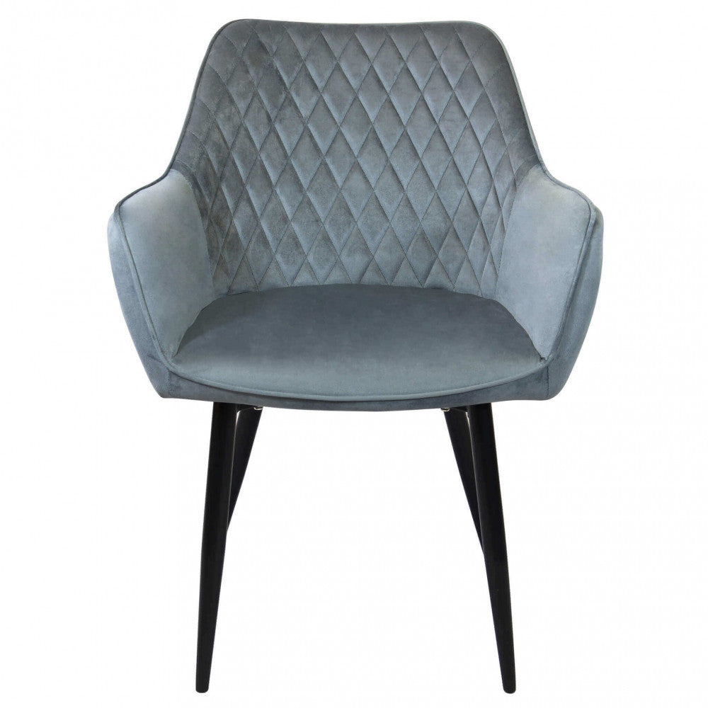 Sedia poltrona design da interno con struttura in metallo e seduta rivestita in velluto Dobby