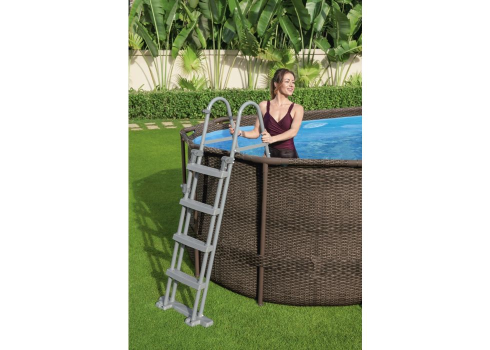 Piscina Ovale rattan con Oblò Power Steel Swim Vista 549x274x122 cm Bestway 56716